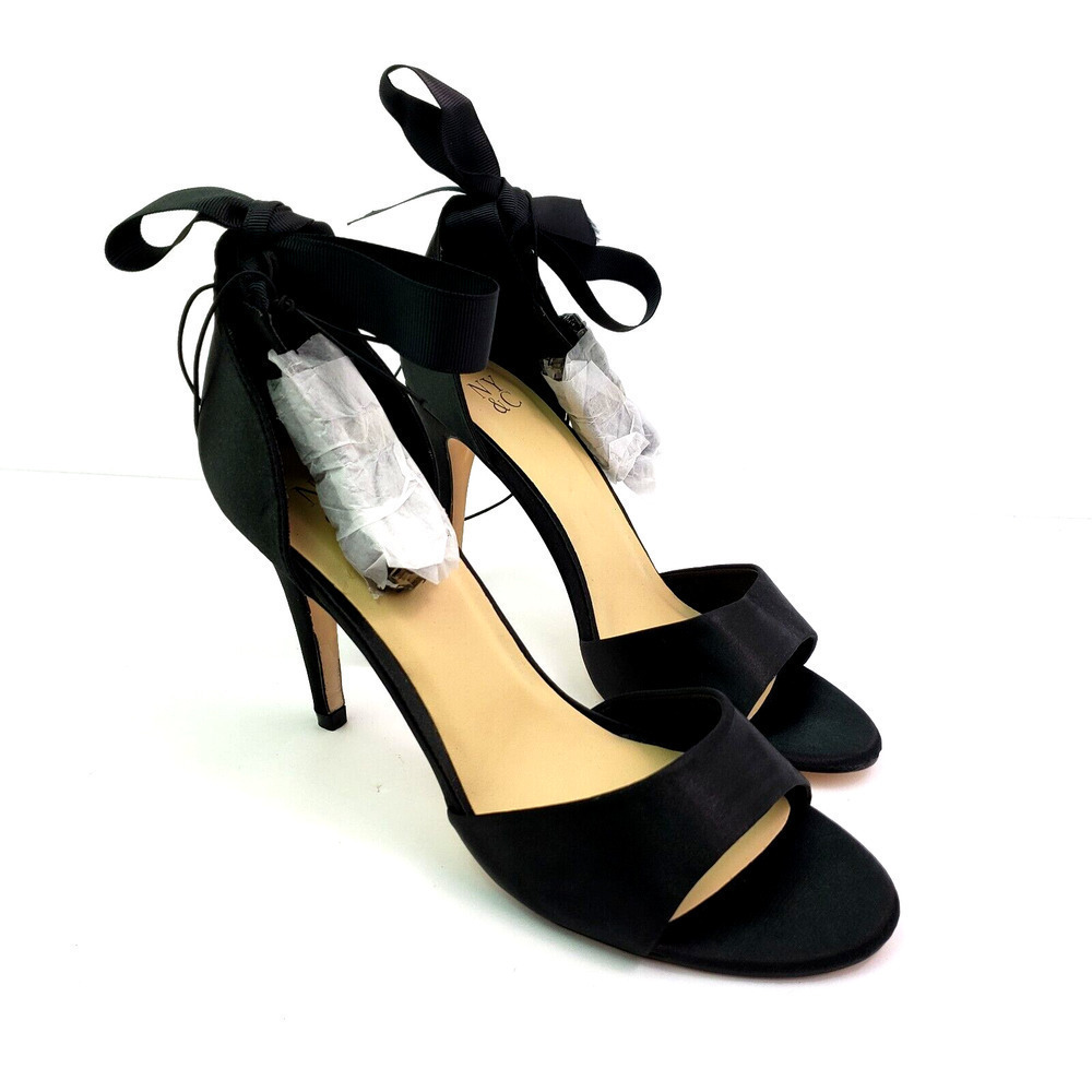 New York & Company Womens Size 8 Black Ankle Tie Formal 4" Heels Shoes 0824-9152